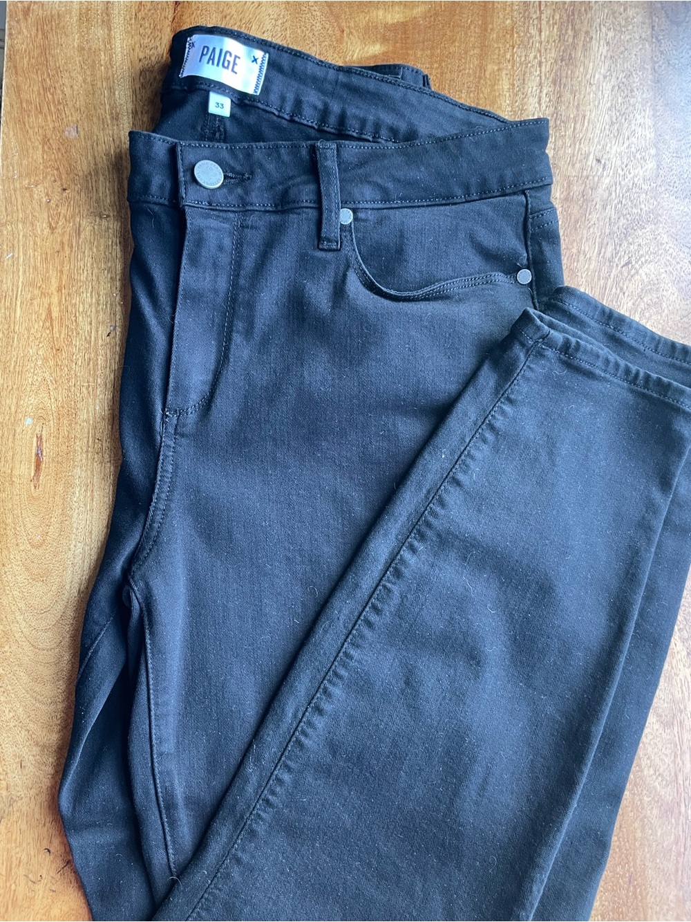 PAIGE Jeans Black Verdugo Ankle High-Rise Denim Pants Size 33 - Picture 2 of 5